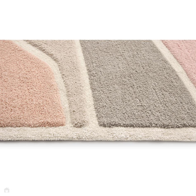 Strata Modern Plain Abstract Blocks Soft-Touch Hand-Tufted Carved Textured Hi-Lo Wool/Polyester Blend Warm Grey/Beige/Blush/Peachy Nude/Ivory Rug-Origins-Rug Love - The Most Loved Rug Store