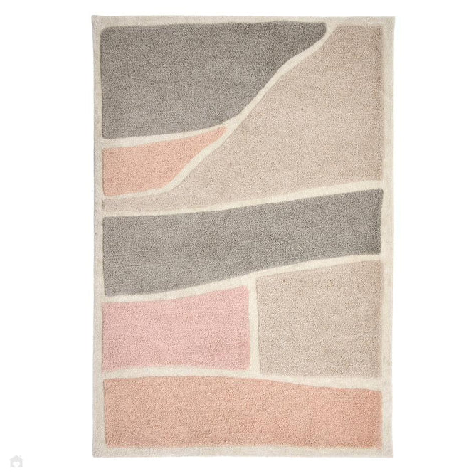 Strata Modern Plain Abstract Blocks Soft-Touch Hand-Tufted Carved Textured Hi-Lo Wool/Polyester Blend Warm Grey/Beige/Blush/Peachy Nude/Ivory Rug-Origins-Rug Love - The Most Loved Rug Store