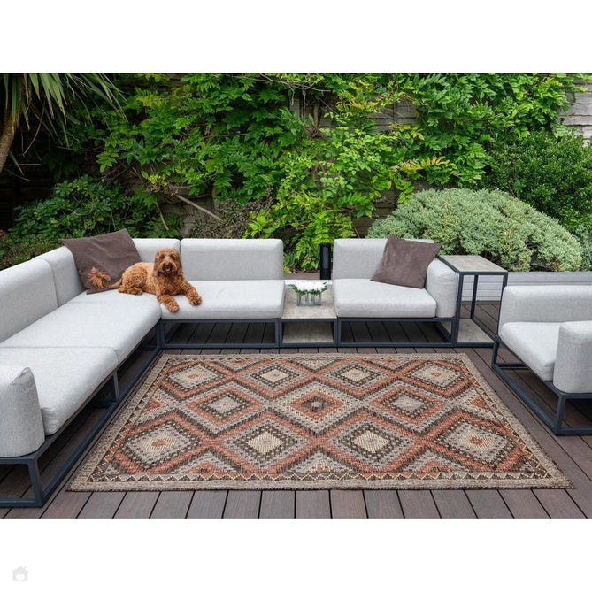 Sumac SUM101 Modern Geometric Diamond Durable Stain-Resistant Weatherproof Flatweave In-Outdoor Brown/Rust Rug-Concept Looms-Rug Love - The Most Loved Rug Store