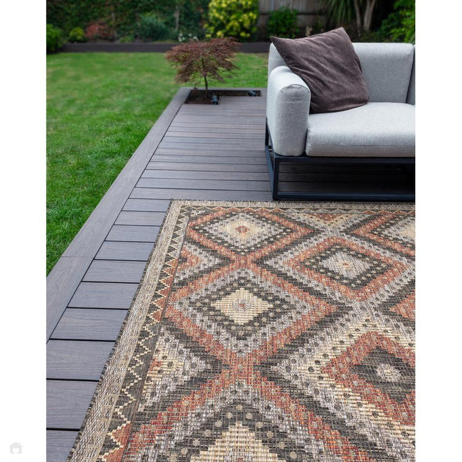 Sumac SUM101 Modern Geometric Diamond Durable Stain-Resistant Weatherproof Flatweave In-Outdoor Brown/Rust Rug-Concept Looms-Rug Love - The Most Loved Rug Store