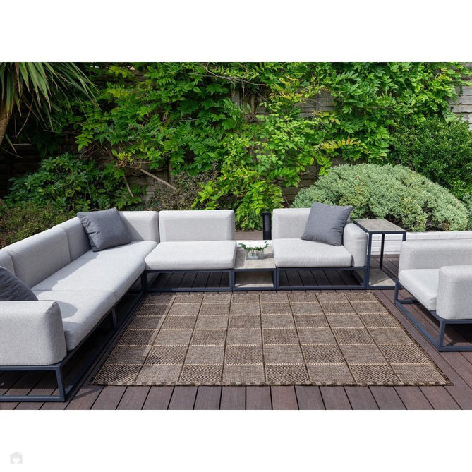 Sumac SUM104 Modern Geometric Check Grid Durable Stain-Resistant Weatherproof Flatweave In-Outdoor Mocha Rug-Concept Looms-Rug Love - The Most Loved Rug Store