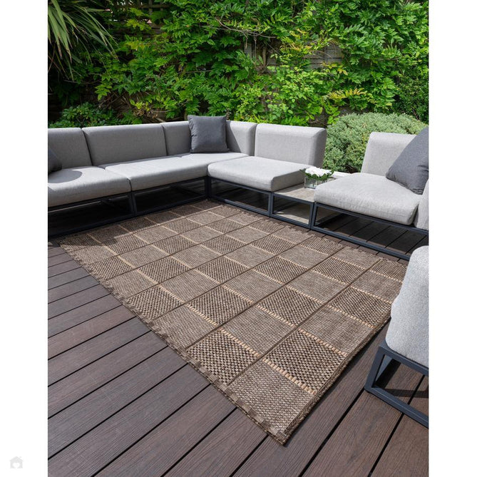 Sumac SUM104 Modern Geometric Check Grid Durable Stain-Resistant Weatherproof Flatweave In-Outdoor Mocha Rug-Concept Looms-Rug Love - The Most Loved Rug Store