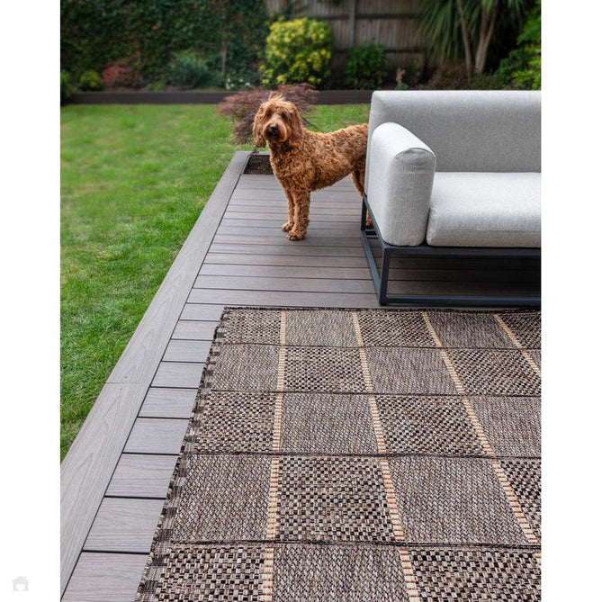 Sumac SUM104 Modern Geometric Check Grid Durable Stain-Resistant Weatherproof Flatweave In-Outdoor Mocha Rug-Concept Looms-Rug Love - The Most Loved Rug Store