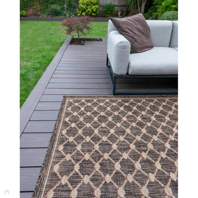 Sumac SUM105 Modern Geometric Diamond Durable Stain-Resistant Weatherproof Flatweave In-Outdoor Brown Rug-Concept Looms-Rug Love - The Most Loved Rug Store