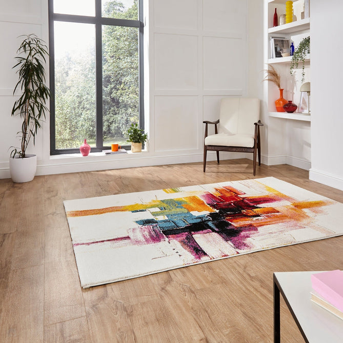 Sunrise 20752 Modern Abstract Brush Strokes Carved Textured Soft Durable Easy-Care Polypropylene Short-Pile Multicolour Rug-Think Rugs-Rug Love - The Most Loved Rug Store