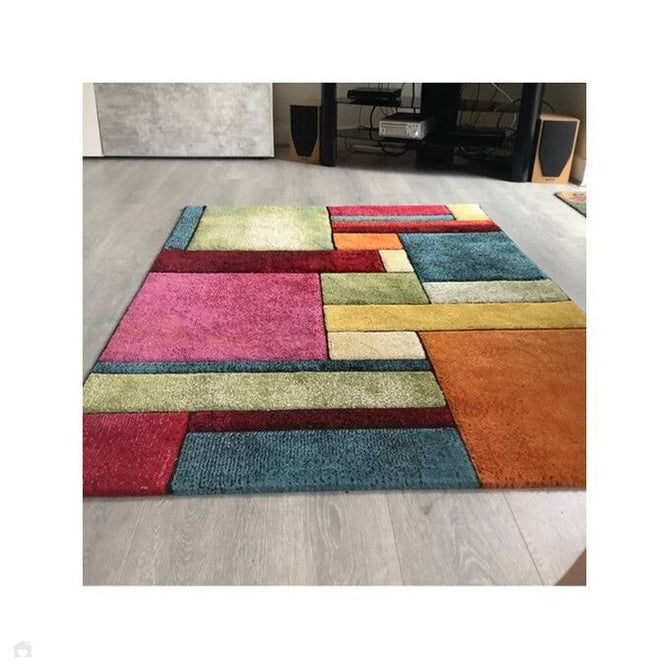 Sunrise 21821 Modern Geometric Abstract Carved Textured Soft Durable Easy-Care Polypropylene Short-Pile Multicolour Rug-Think Rugs-Rug Love - The Most Loved Rug Store