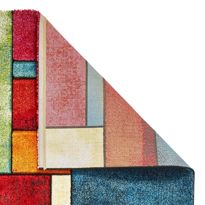 Sunrise 21821 Modern Geometric Abstract Carved Textured Soft Durable Easy-Care Polypropylene Short-Pile Multicolour Rug-Think Rugs-Rug Love - The Most Loved Rug Store