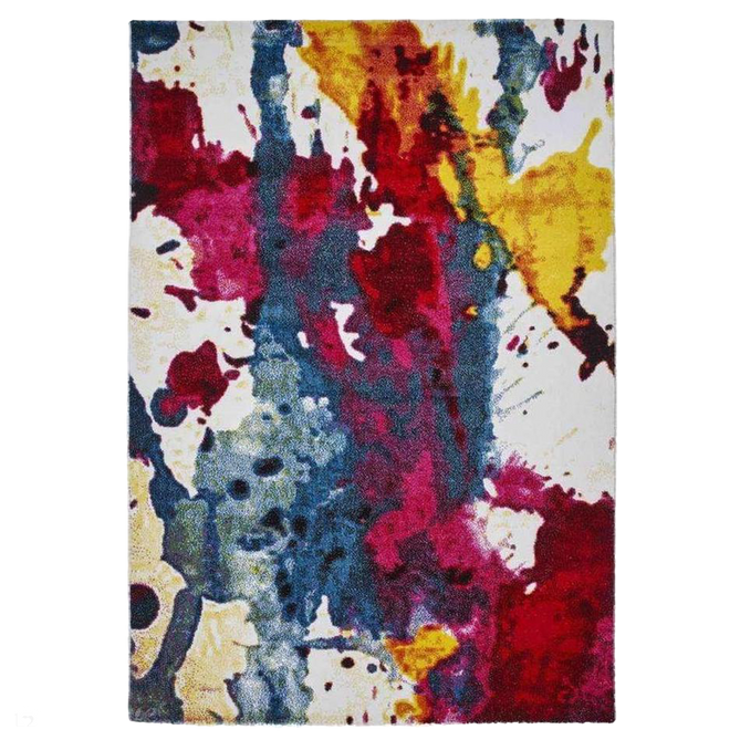 Sunrise 9349A Modern Abstract Colour-Burst Carved Textured Soft Durable Easy-Care Polypropylene Short-Pile Red/Blue/Multicolour Rug-Think Rugs-Rug Love - The Most Loved Rug Store