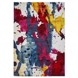 Sunrise 9349A Modern Abstract Colour-Burst Hand Carved Textured Red/Blue/Multicolour Rug