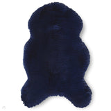 Super Teddy Super Soft Plush Hi Pile Silky Faux Fur Polyester Shaggy Sheepskin Navy Rug