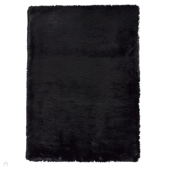Super Teddy Super Soft Plush Hi Pile Silky Faux Fur Shaggy Black Rug 120 x 170 cm-Shop Returns-Rug Love - The Most Loved Rug Store