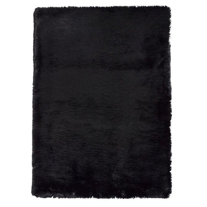 Super Teddy Super Soft Plush Hi Pile Silky Faux Fur Shaggy Black Rug-Think Rugs-Rug Love - The Most Loved Rug Store