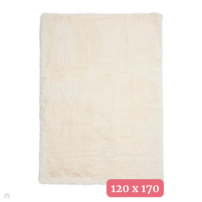 Super Teddy Super Soft Plush Hi Pile Silky Faux Fur Shaggy Ivory Rug 120 x 170 cm-Shop Returns-Rug Love - The Most Loved Rug Store