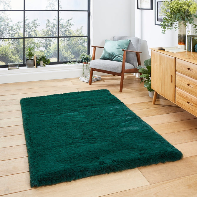 Super Teddy Super Soft Plush Hi Pile Silky Faux Fur Shaggy Jewel Green Rug-Think Rugs-Rug Love - The Most Loved Rug Store