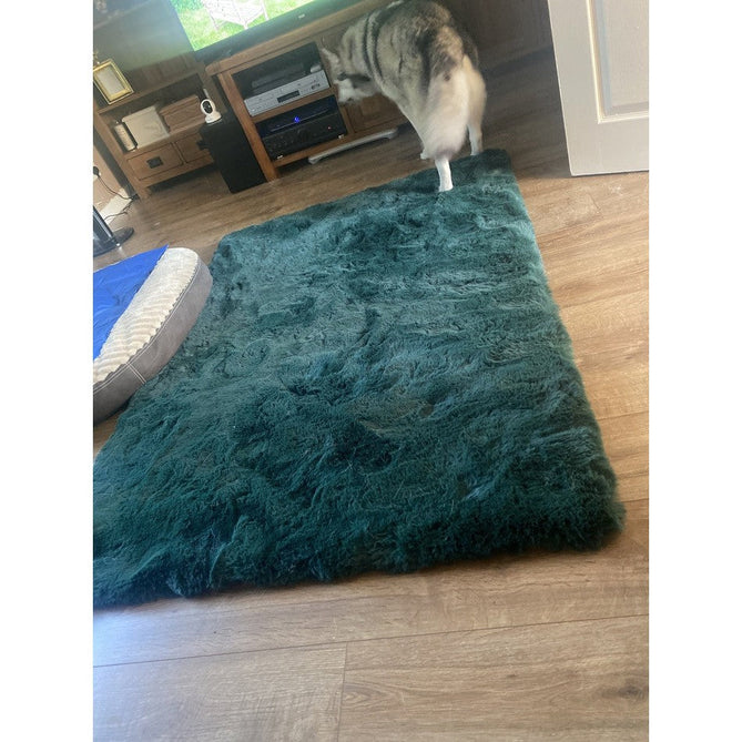 Super Teddy Super Soft Plush Hi Pile Silky Faux Fur Shaggy Jewel Green Rug-Think Rugs-Rug Love - The Most Loved Rug Store