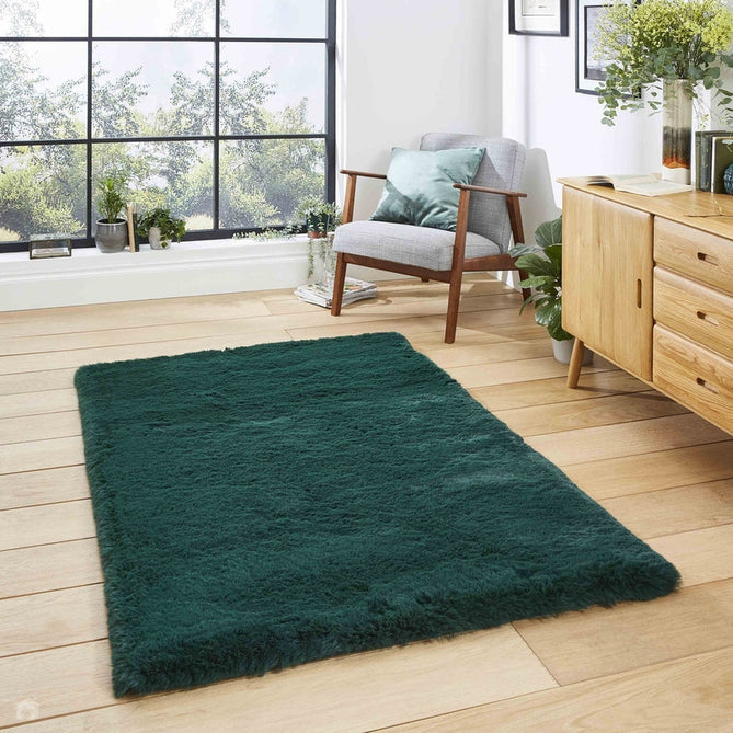 Super Teddy Super Soft Plush Hi Pile Silky Faux Fur Shaggy Jewel Green Rug-Think Rugs-Rug Love - The Most Loved Rug Store