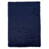 Super Teddy Super Soft Plush Hi Pile Silky Faux Fur Shaggy Navy Rug