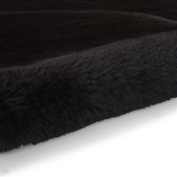 Super Teddy Super Soft Plush Hi Pile Silky Faux Fur Shaggy Sheepskin Black Double/Runner-Think Rugs-Rug Love - The Most Loved Rug Store