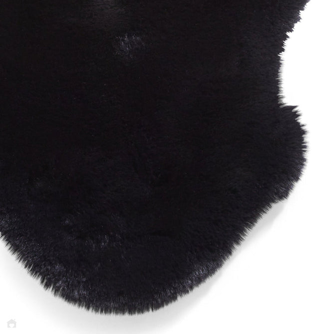 Super Teddy Super Soft Plush Hi Pile Silky Faux Fur Shaggy Sheepskin Black Double/Runner-Think Rugs-Rug Love - The Most Loved Rug Store