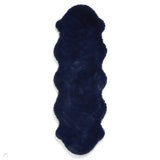 Super Teddy Super Soft Plush Hi Pile Silky Faux Fur Shaggy Sheepskin Navy Double/Runner