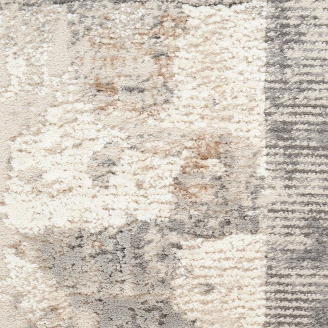 Sustainable Trends SUT02 Modern Abstract Grid Hi Low Textured Soft Recycled Polyester Low Profile Durable Short Pile Beige/Ivory/Charcoal Grey Runner-Nourison-Rug Love - The Most Loved Rug Store