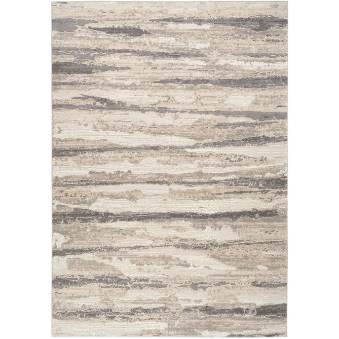 Sustainable Trends SUT03 Modern Abstract Horizontal Stripe Hi Low Textured Soft Recycled Polyester Low Profile Durable Short Pile Taupe Beige/Ivory/Grey/Charcoal Runner-Nourison-Rug Love - The Most Loved Rug Store