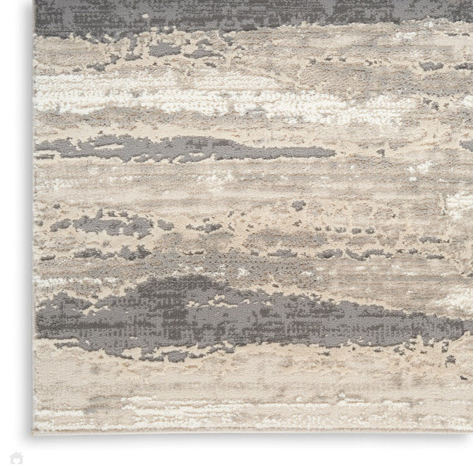 Sustainable Trends SUT03 Modern Abstract Horizontal Stripe Hi Low Textured Soft Recycled Polyester Low Profile Durable Short Pile Taupe Beige/Ivory/Grey/Charcoal Runner-Nourison-Rug Love - The Most Loved Rug Store