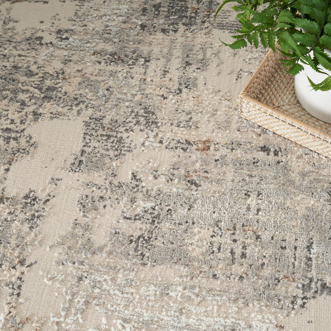 Sustainable Trends SUT04 Modern Abstract Distressed Hi Low Textured Soft Recycled Polyester Low Profile Durable Short Pile Beige/Grey/Cream/Rust Rug-Nourison-Rug Love - The Most Loved Rug Store