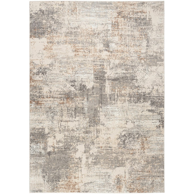 Sustainable Trends SUT04 Modern Abstract Distressed Hi Low Textured Soft Recycled Polyester Low Profile Durable Short Pile Beige/Grey/Cream/Rust Runner-Nourison-Rug Love - The Most Loved Rug Store