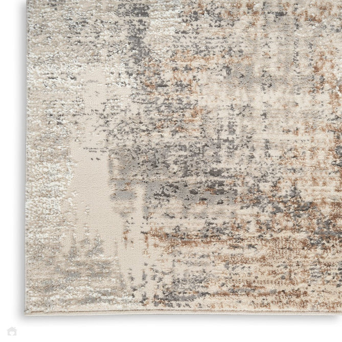 Sustainable Trends SUT04 Modern Abstract Distressed Hi Low Textured Soft Recycled Polyester Low Profile Durable Short Pile Beige/Grey/Cream/Rust Runner-Nourison-Rug Love - The Most Loved Rug Store