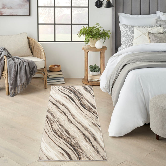 Sustainable Trends SUT05 Modern Abstract Marble Wave Hi Low Textured Soft Recycled Polyester Low Profile Durable Short Pile Beige/Grey/Cream/Taupe Rug-Nourison-Rug Love - The Most Loved Rug Store