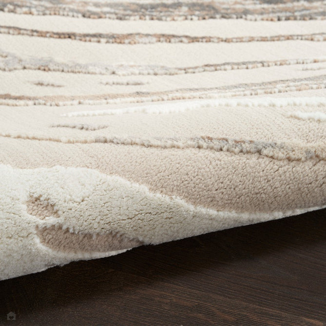 Sustainable Trends SUT05 Modern Abstract Marble Wave Hi Low Textured Soft Recycled Polyester Low Profile Durable Short Pile Beige/Grey/Cream/Taupe Rug-Nourison-Rug Love - The Most Loved Rug Store