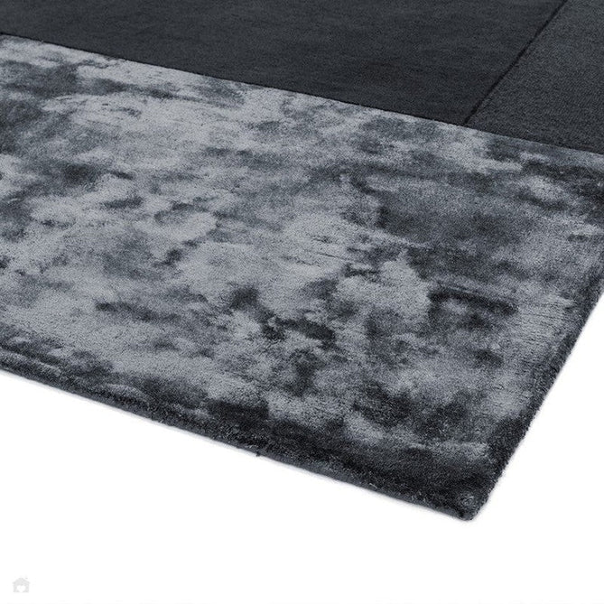 Tate Modern Plain Geometric Tonal Texture Metallic Shimmer Hand-Carved High-Density Wool&Viscose Charcoal Grey Rug-Asiatic Carpets-Rug Love - The Most Loved Rug Store