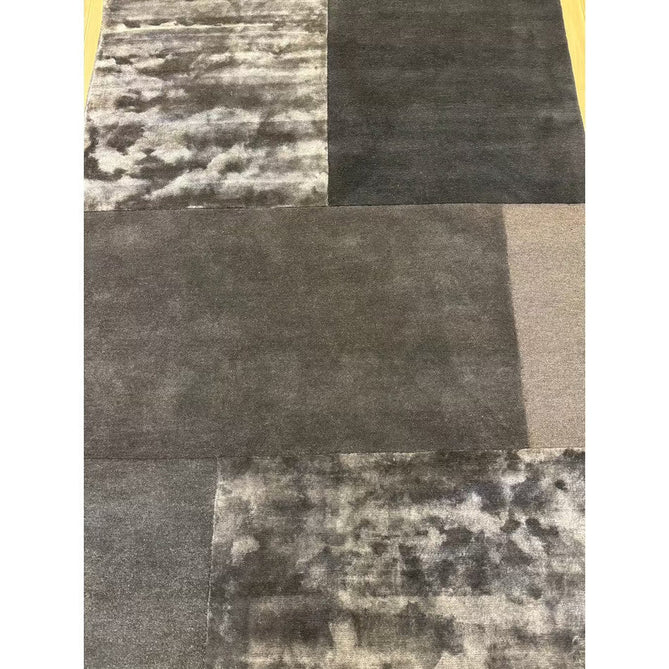 Tate Modern Plain Geometric Tonal Texture Metallic Shimmer Hand-Carved High-Density Wool&Viscose Charcoal Grey Rug-Asiatic Carpets-Rug Love - The Most Loved Rug Store