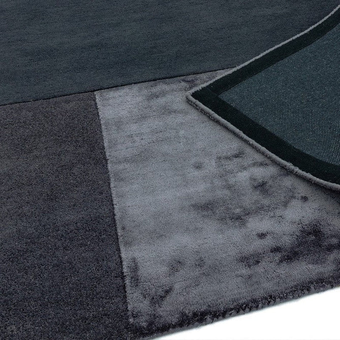 Tate Modern Plain Geometric Tonal Texture Metallic Shimmer Hand-Carved High-Density Wool&Viscose Charcoal Grey Rug-Asiatic Carpets-Rug Love - The Most Loved Rug Store