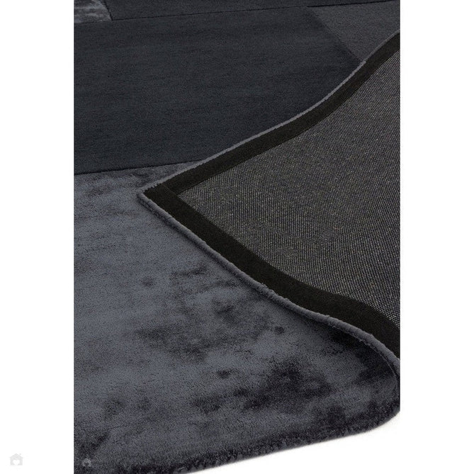 Tate Modern Plain Geometric Tonal Texture Metallic Shimmer Hand-Carved High-Density Wool&Viscose Charcoal Grey Rug-Asiatic Carpets-Rug Love - The Most Loved Rug Store