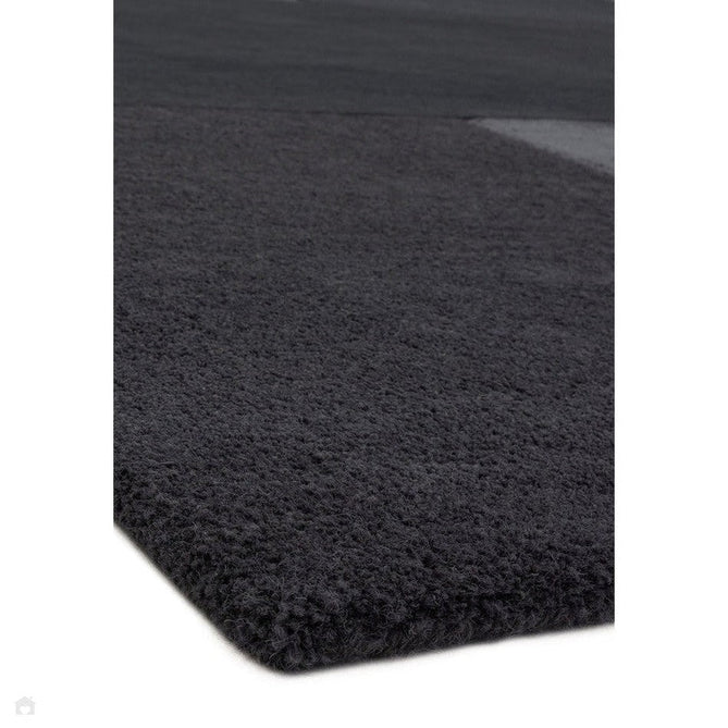 Tate Modern Plain Geometric Tonal Texture Metallic Shimmer Hand-Carved High-Density Wool&Viscose Charcoal Grey Rug-Asiatic Carpets-Rug Love - The Most Loved Rug Store