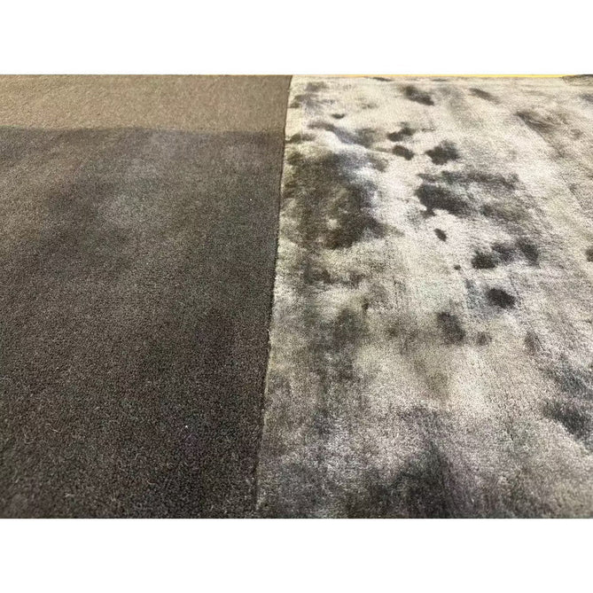 Tate Modern Plain Geometric Tonal Texture Metallic Shimmer Hand-Carved High-Density Wool&Viscose Charcoal Grey Rug-Asiatic Carpets-Rug Love - The Most Loved Rug Store