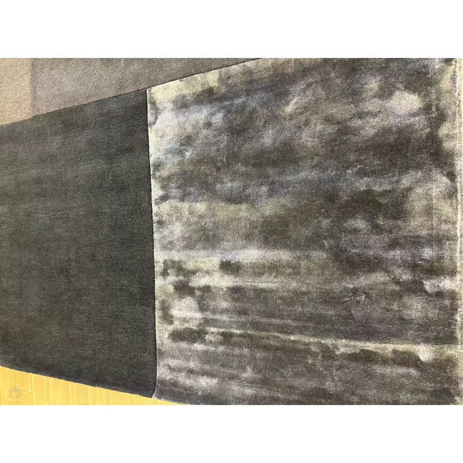 Tate Modern Plain Geometric Tonal Texture Metallic Shimmer Hand-Carved High-Density Wool&Viscose Charcoal Grey Rug-Asiatic Carpets-Rug Love - The Most Loved Rug Store
