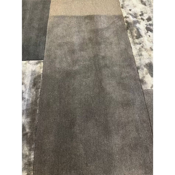 Tate Modern Plain Geometric Tonal Texture Metallic Shimmer Hand-Carved High-Density Wool&Viscose Charcoal Grey Rug-Asiatic Carpets-Rug Love - The Most Loved Rug Store