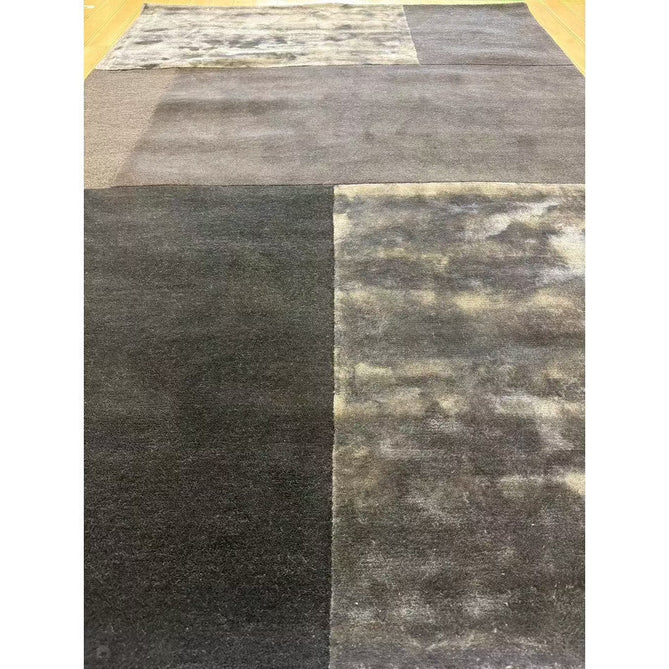 Tate Modern Plain Geometric Tonal Texture Metallic Shimmer Hand-Carved High-Density Wool&Viscose Charcoal Grey Rug-Asiatic Carpets-Rug Love - The Most Loved Rug Store
