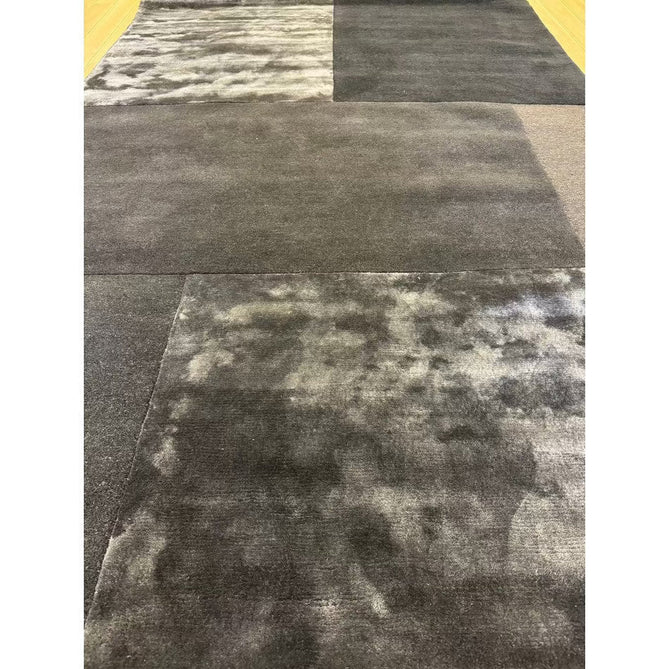 Tate Modern Plain Geometric Tonal Texture Metallic Shimmer Hand-Carved High-Density Wool&Viscose Charcoal Grey Rug-Asiatic Carpets-Rug Love - The Most Loved Rug Store
