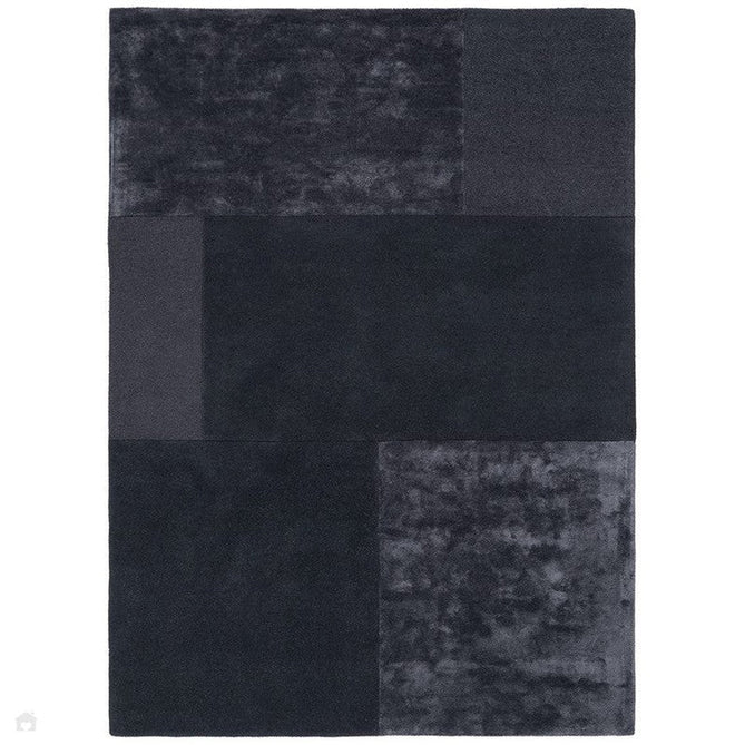 Tate Modern Plain Geometric Tonal Texture Metallic Shimmer Hand-Carved High-Density Wool&Viscose Charcoal Grey Rug-Asiatic Carpets-Rug Love - The Most Loved Rug Store
