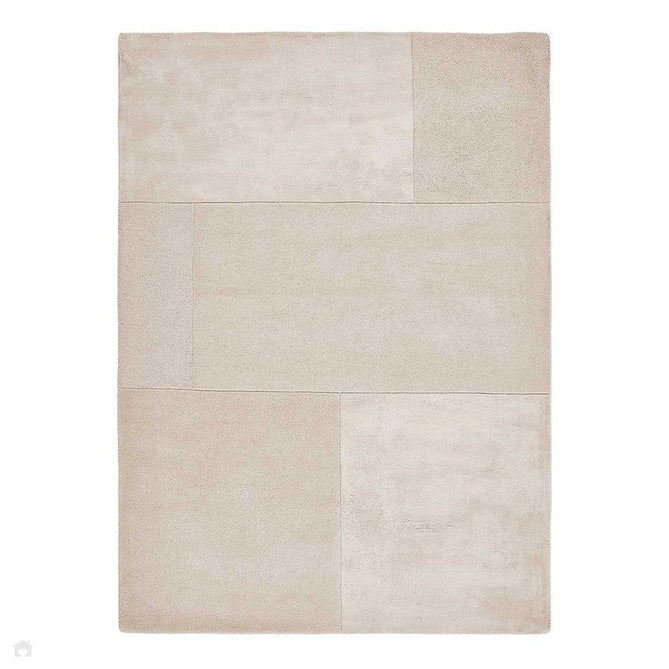 Tate Modern Plain Geometric Tonal Texture Metallic Shimmer Hand-Carved High-Density Wool&Viscose Ivory Rug-Asiatic Carpets-Rug Love - The Most Loved Rug Store
