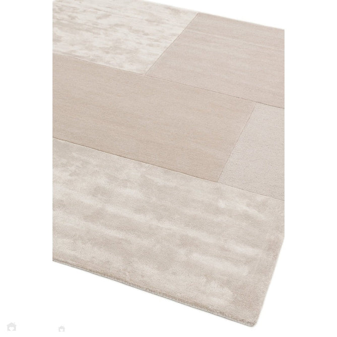 Tate Modern Plain Geometric Tonal Texture Metallic Shimmer Hand-Carved High-Density Wool&Viscose Ivory Rug-Asiatic Carpets-Rug Love - The Most Loved Rug Store