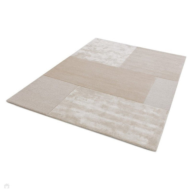 Tate Modern Plain Geometric Tonal Texture Metallic Shimmer Hand-Carved High-Density Wool&Viscose Ivory Rug-Asiatic Carpets-Rug Love - The Most Loved Rug Store