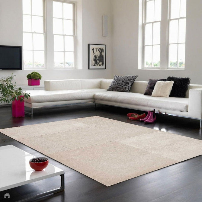 Tate Modern Plain Geometric Tonal Texture Metallic Shimmer Hand-Carved High-Density Wool&Viscose Ivory Rug-Asiatic Carpets-Rug Love - The Most Loved Rug Store