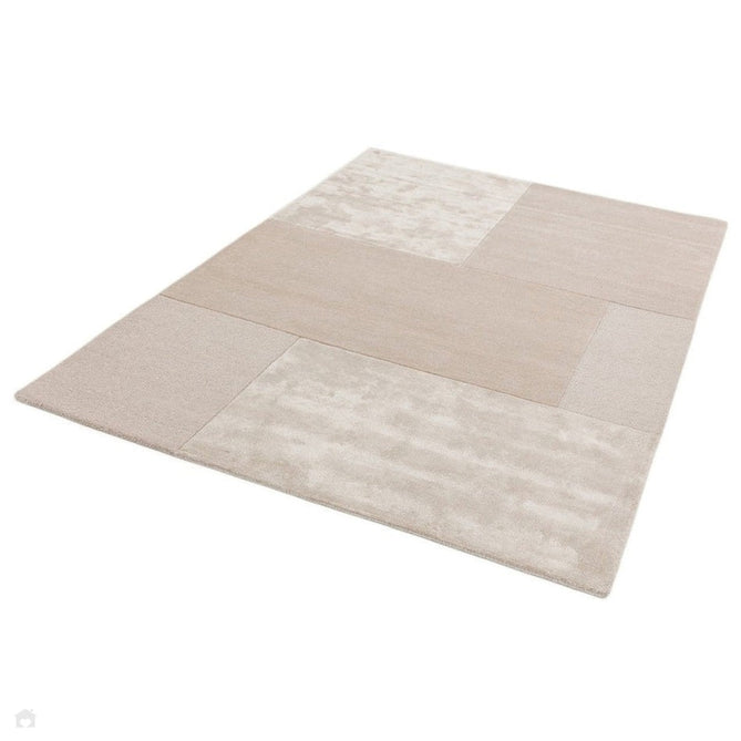 Tate Modern Plain Geometric Tonal Texture Metallic Shimmer Hand-Carved High-Density Wool&Viscose Ivory Rug-Asiatic Carpets-Rug Love - The Most Loved Rug Store
