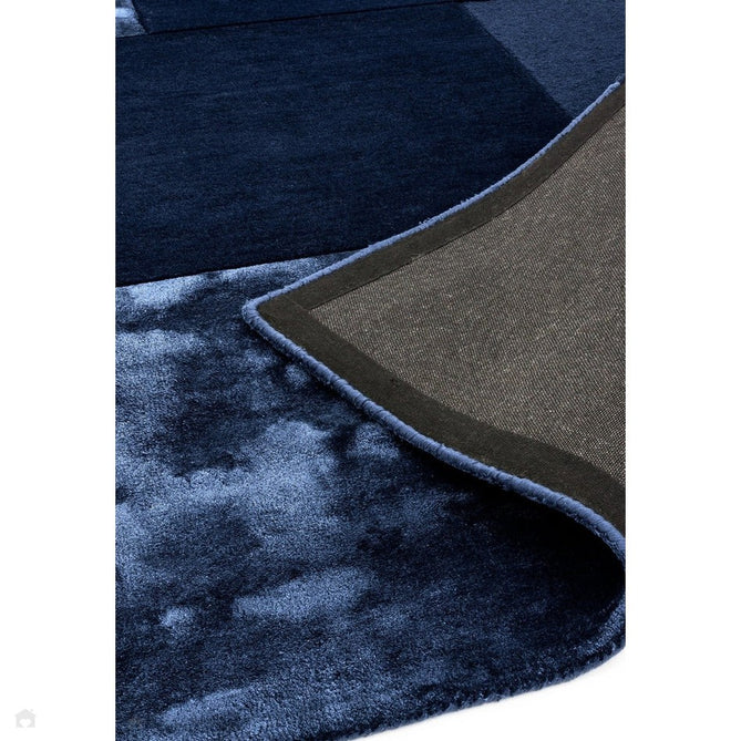 Tate Modern Plain Geometric Tonal Texture Metallic Shimmer Hand-Carved High-Density Wool&Viscose Navy Rug-Asiatic Carpets-Rug Love - The Most Loved Rug Store