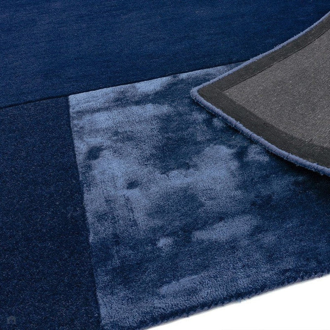 Tate Modern Plain Geometric Tonal Texture Metallic Shimmer Hand-Carved High-Density Wool&Viscose Navy Rug-Asiatic Carpets-Rug Love - The Most Loved Rug Store